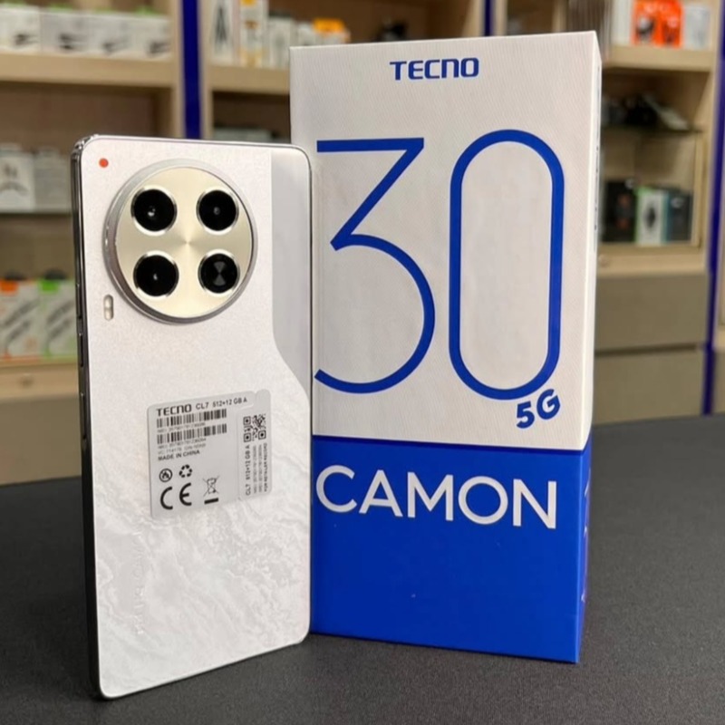 Tecno Camon 30 Pro – 5000mAh – 512GB/12GB – Android 14 (HiOS 14) – 6.78" AMOLED 120Hz – 50MP OIS + 2MP Rear – 50MP Front – 70W Fast Charge – Dual Speakers – Under-display Fingerprint – NFC – IR Blaster – Dual SIM – 4G LTE.