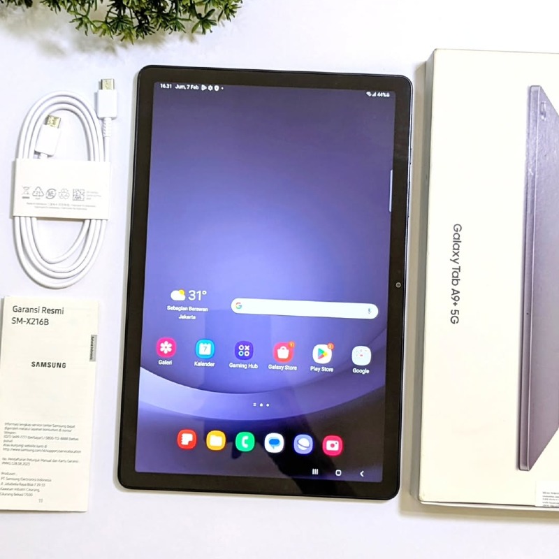 Samsung Galaxy Tab A9+ 5G – 7040mAh – 64GB ROM – 4GB RAM – Android 13 – 11" LCD 90Hz Display – 8MP Rear Camera – USB-C – 5G – Quad Speakers – Bluetooth – Multi-Active Window – Expandable Storage up to 1TB.