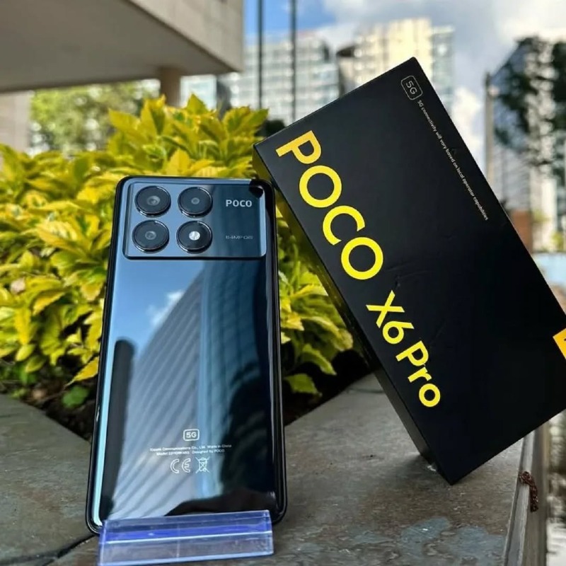 Poco X6 Pro 5G – 5000mAh – 512GB ROM – 12GB RAM – Xiaomi HyperOS – 6.67" 1.5K AMOLED Display, 120Hz – 64MP + 8MP + 2MP Rear Cameras – 16MP Front Camera – USB-C – 5G – IP54 Dust/Water Resistant – Side Fingerprint Sensor – Bluetooth – Wi-Fi – NFC – 67W Turb