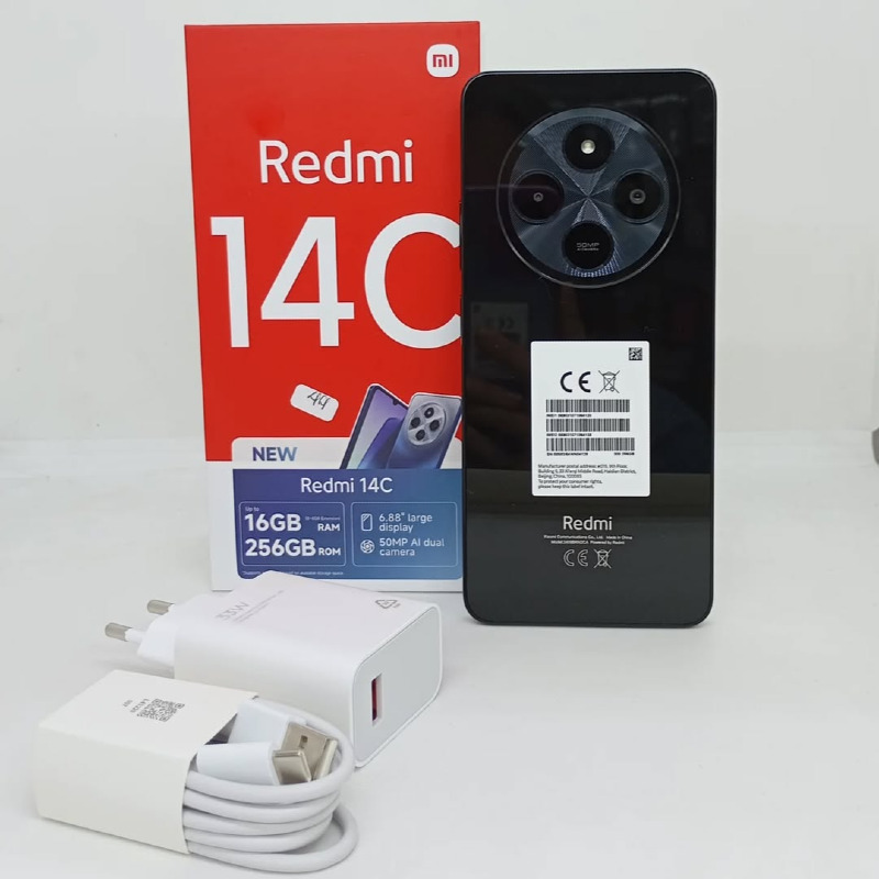 Xiaomi Redmi 14C – 5160mAh – 128GB/4GB – Android 14 (HyperOS) – 6.88" IPS LCD 120Hz – 50MP + 2MP + 0.08MP Rear – 13MP Front – 18W Charge – Gorilla Glass 3 – Side Fingerprint – Dual SIM – 4G