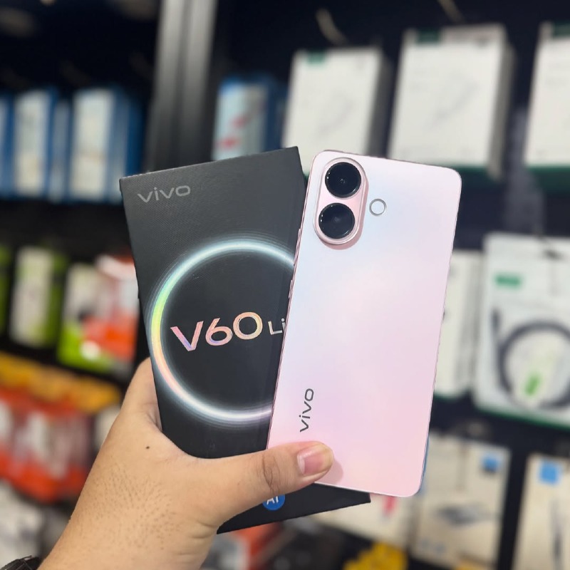 Vivo V60 Lite (8GB + 256GB) – 6500mAh – Snapdragon 685 – Android 15 (Funtouch OS 15) – 6.77" AMOLED 120Hz – 50MP + 8MP Rear – 32MP Front – 90W Fast Charge – In-Display Fingerprint – Dual SIM – 4G LTE – NFC