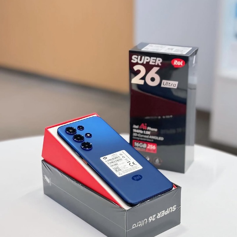 Itel Super S26 Ultra (128GB + 8GB) 6000mAh Battery 18W Wired Charging USB Type C Android 14 6.78 inch FHD+ IPS LCD 120Hz 64MP Rear Camera 32MP Front Camera In Display Fingerprint Face Unlock Dual SIM 4G LTE NFC Expandable Storage WiFi Bluetooth GPS