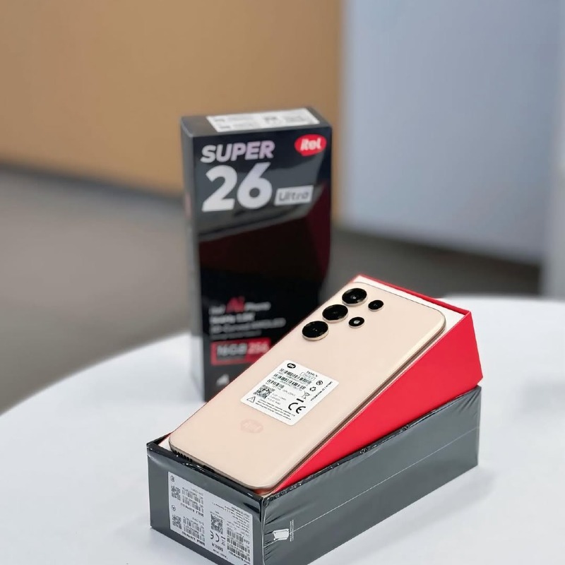 Itel Super S26 Ultra (256GB + 8GB) 6000mAh Battery 18W Wired Charging USB Type C Android 14 6.78 inch FHD+ IPS LCD 120Hz 64MP Rear Camera 32MP Front Camera In Display Fingerprint Face Unlock Dual SIM 4G LTE NFC Expandable Storage WiFi Bluetooth GPS